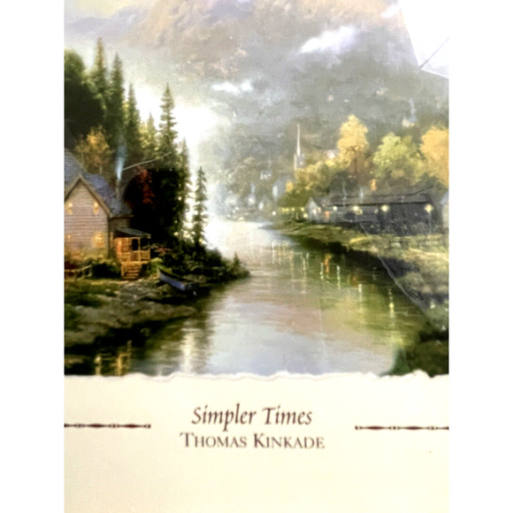 Vtg Thomas Kinkade Framed Print Simpler Times & Evening At Metritis Cot Set Of 2 - Picture 7 of 8